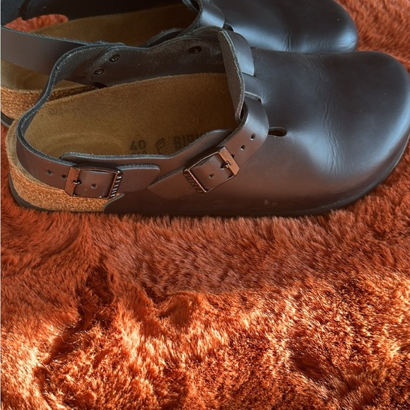 Birkenstock Women’s Black Leather Slip-Ons - Picture 1 of 4